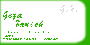 geza hanich business card